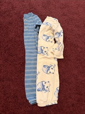 Carter's Blue and Cream Panda Print & Striped Sleep Gowns (2 Pack)